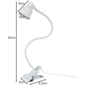 Lampka biurkowa z klipsem- biała Izoxis 19455